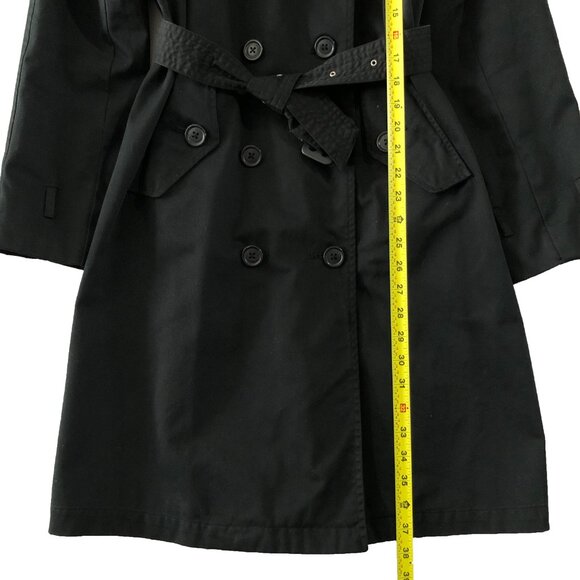 Isaac Mizrahi Target Trench Coat Womans Size S Black Double Breasted Rain Coat - Picture 3 of 16